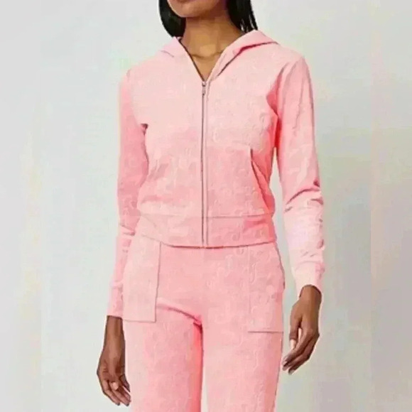 Juicy Couture Women's Light Pink Velour Track Suit Hoodie Pants Set Plus Size 1x - Picture 1 of 11